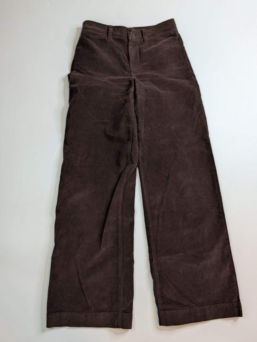 Faherty Stretch Terry Cord Patch Pocket Pant Women 28 Brown Wide Leg Ankle